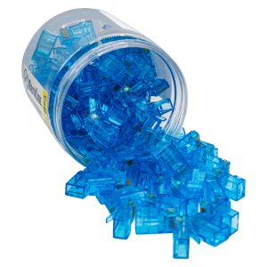 מארז 100 יחידות של מחברי רשת מהירים (תקעים) CAT 6 UTP EZ RJ45 בצבע כחול