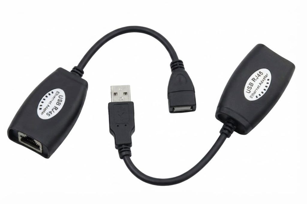 מתאם הארכה USB ל-RJ45 (עד 150ft / כ-45 מטר)