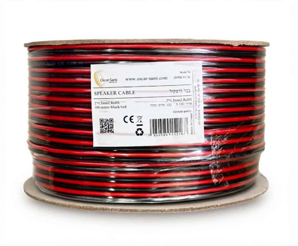 כבל רמקולים דו-גידי 100מ' SPEAKER CABLE 2*1.5mm2 