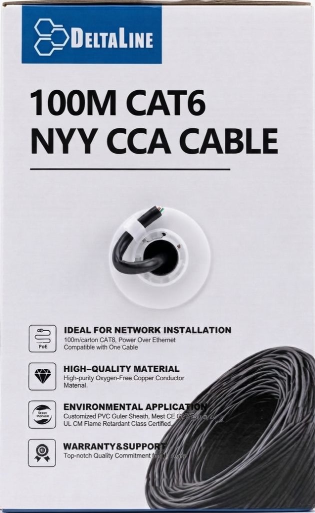 כבל רשת תנאי חוץ 100מ' CAT6 CABLE NYY CCA