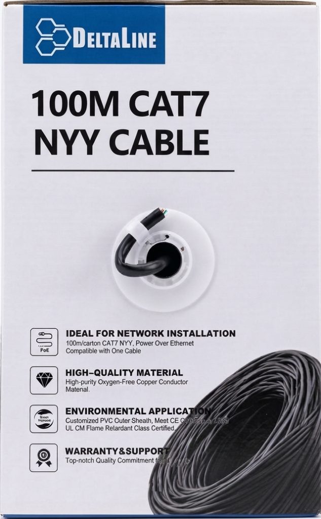 כבל רשת 100מ' נחושת מלאה NYY CAT7 CABLE